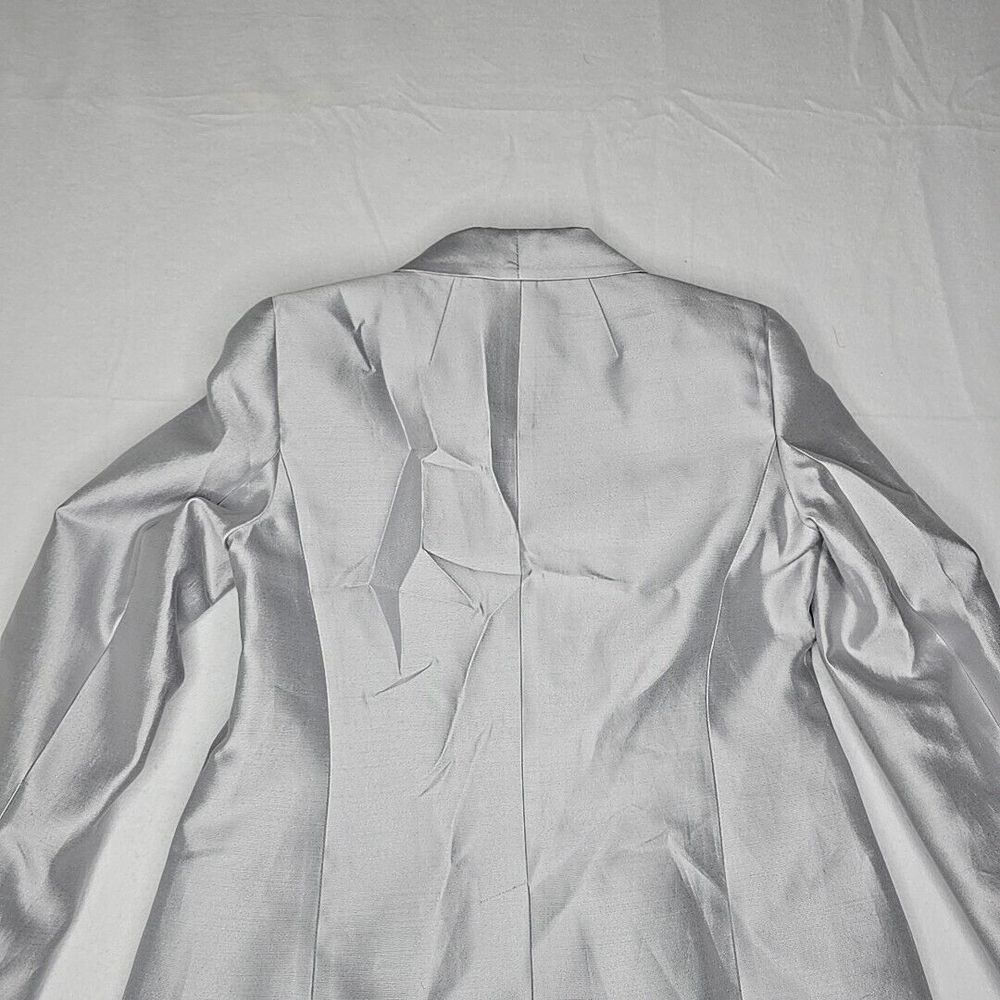 Talbots Gray‎ Silver Metallic Career Blazer Jacket Size 2 Petite Silk Cotton NWT - Picture 8 of 9